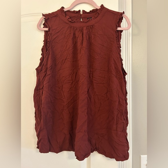 Torrid Women’s Size 3X Rayon Twill Ruffle Trim Mock Neck Tank - Picture 2 of 6